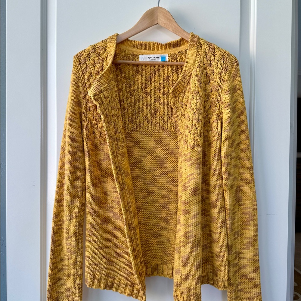 Anthropologie Sparrow Yellow Cable Knit Women's Sweater - Size Small